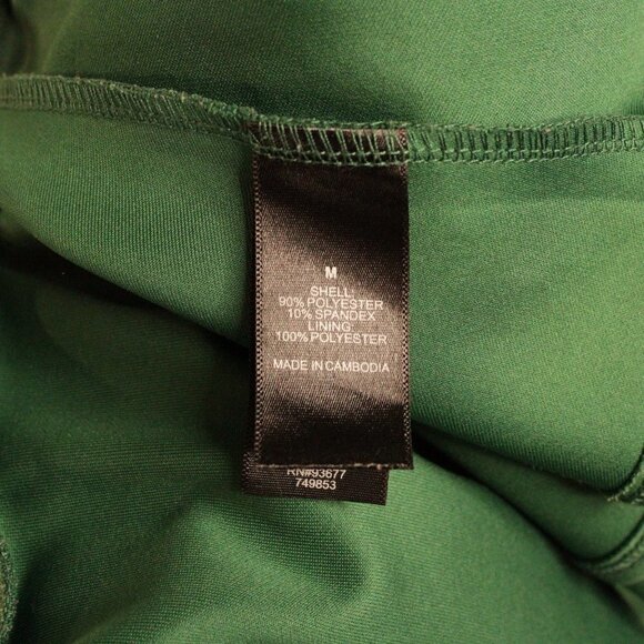 Bisou Bisou Women’s Medium Green Satin Look Flare Bottom Short Sleeve Blouse - Picture 7 of 7